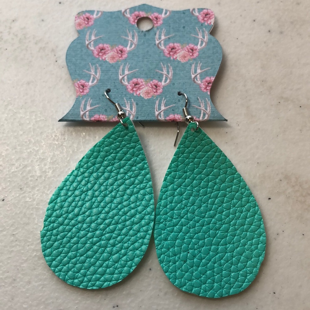 Turquoise faux leather earrings